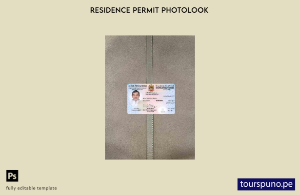 listo para imprimir plantilla FRONTAL de foto de tarjeta de identidad de residen